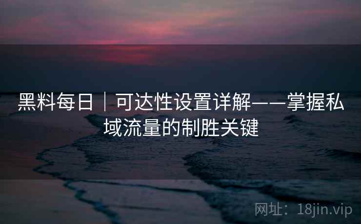 黑料每日|可达性设置详解——掌握私域流量的制胜关键 黑料每日|可达性设置详解——掌握私域流量的制胜关键